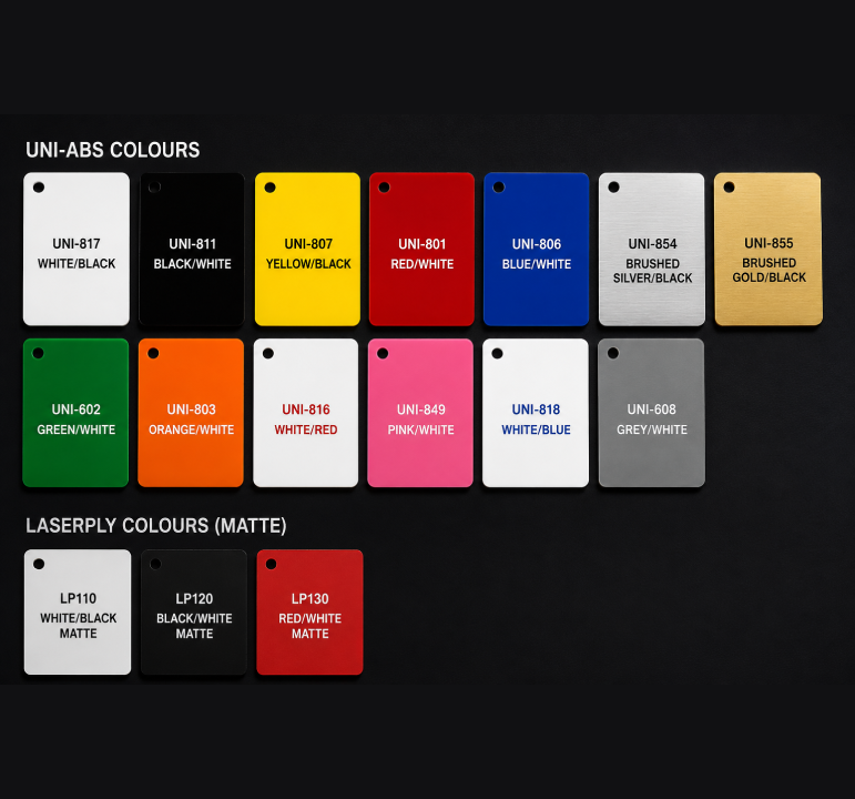 UNI-ABS laser engraving sheets for industrial and electrical labels