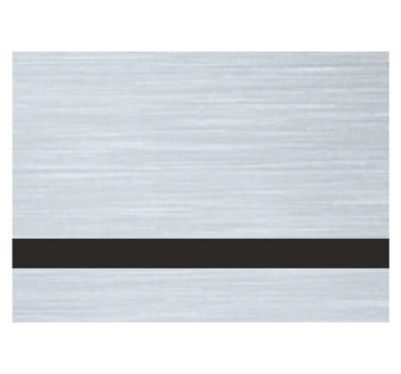 Brushed Sterling Black external engraving sheet with silver metallic finish and contrasting black engraving layer